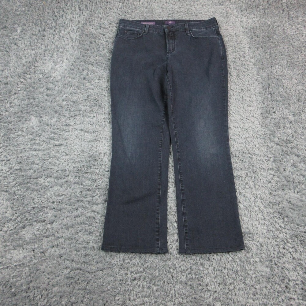 NYDJ Jeans Womens 12 Blue Straight Classic Mid Rise 34x28* Made In USA